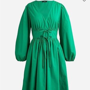 J. Crew Black V-Neck Cotton Poplin Mini Dress, 16